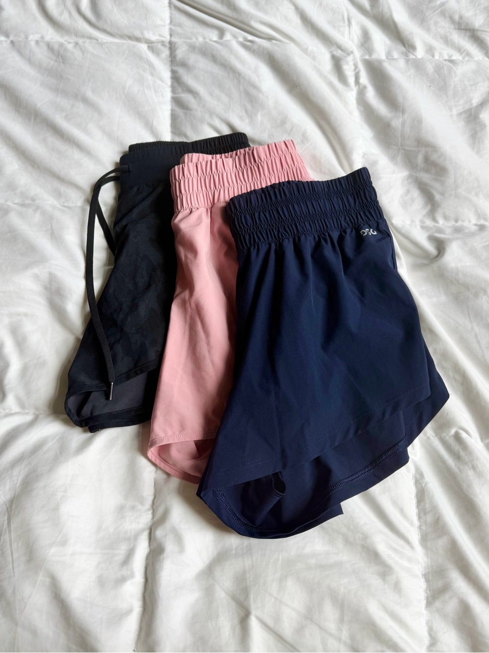 Set of 3 DSG Dick’s Sporting Good athletic shorts in black camo, pink, and navy